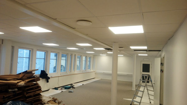 LED paneler installerade på kontor i Sotckholm