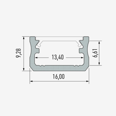 Aluprofil A utanpåliggande 16x9mm