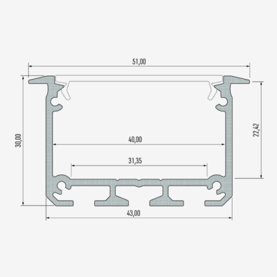 Aluprofil IN infälld 51x30mm