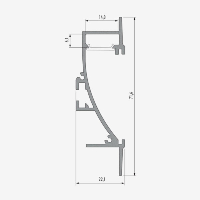 Aluprofil Ti Infälld vägg 14x71mm