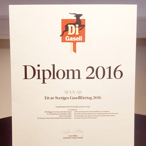 Xcen blir Gasellföretag 2016