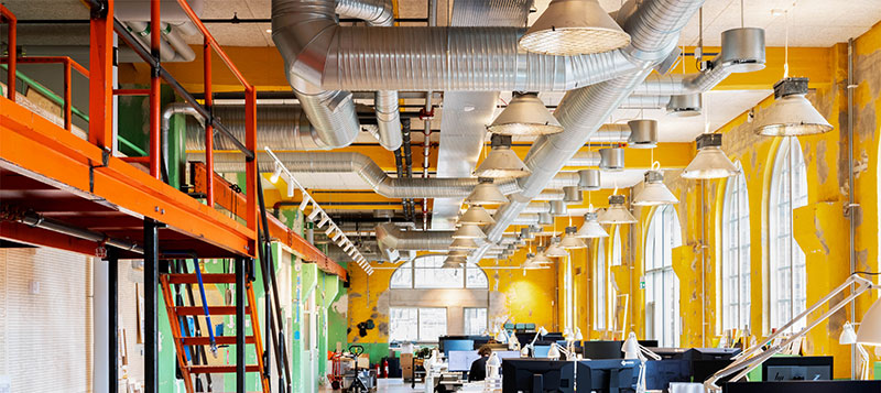 Återbrukslampor Wingårdhs kontor
